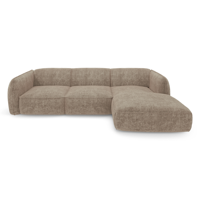 Rechte beige fluwelen hoekbank