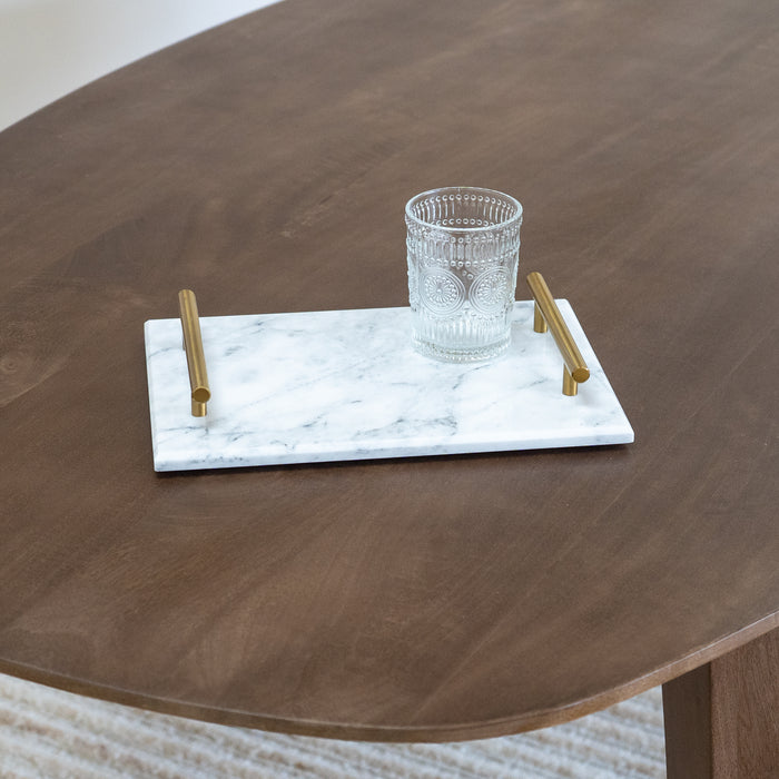 QUVIO Dienblad met gouden hendels - Marmer - Wit
