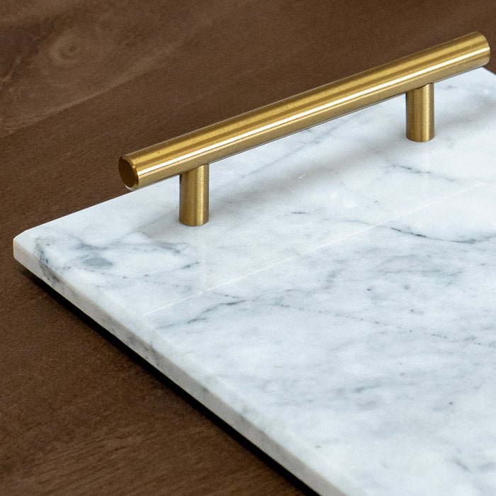 QUVIO Dienblad met gouden hendels - Marmer - Wit