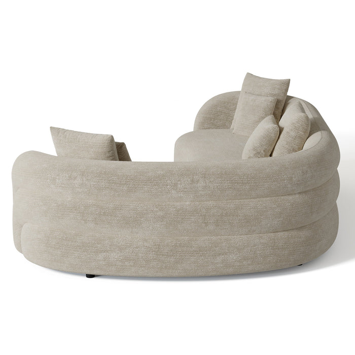 6-zits rechthoekige sofa in taupe structuurfluweel