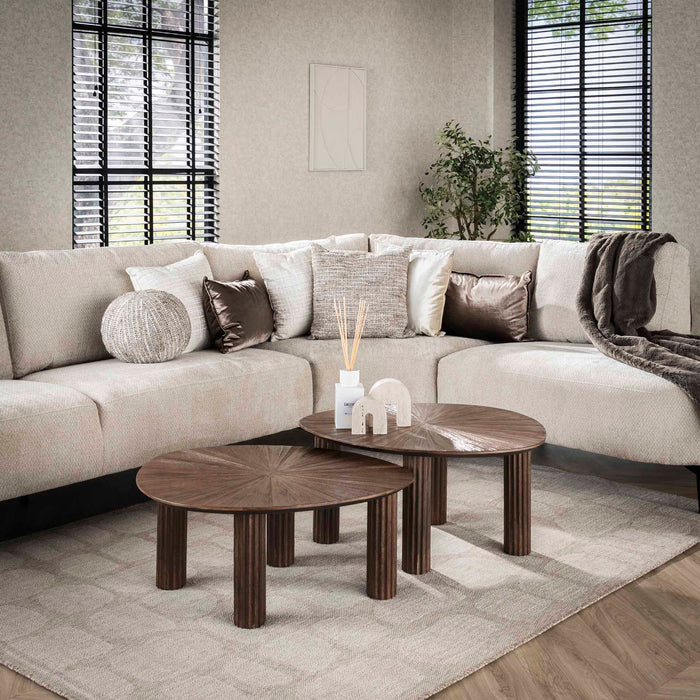 Fraaai Umair salontafel set van 2 vierhoekig Maya teak - bruin