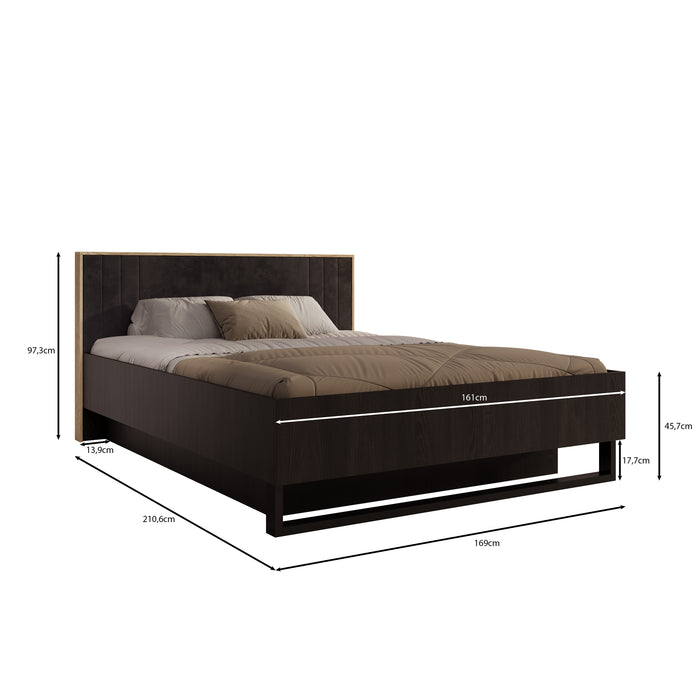 Meubella Tweepersoonsbed Monor - Zwart eiken - 160x200 cm - Met gaslift