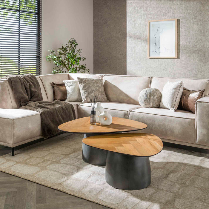 Fraaai Nash salontafel set van 2 infinite - gerecycled teakhout fineer