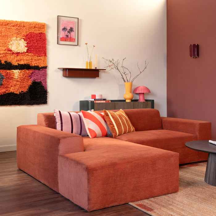 HKliving Striped Velvet Sierkussen 40 x 60 cm - Rood/Roze