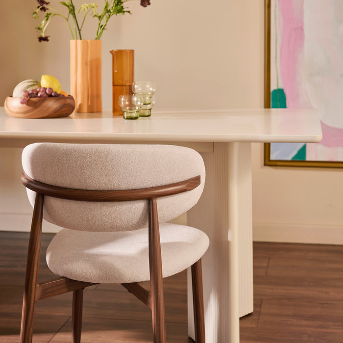 by fonQ Olan Eetkamerstoel Bouclé - Walnoot / Ivoor