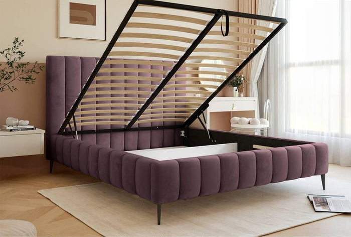 NADUVI Collection Bedframe Flores velvet 140x200 met opbergvak