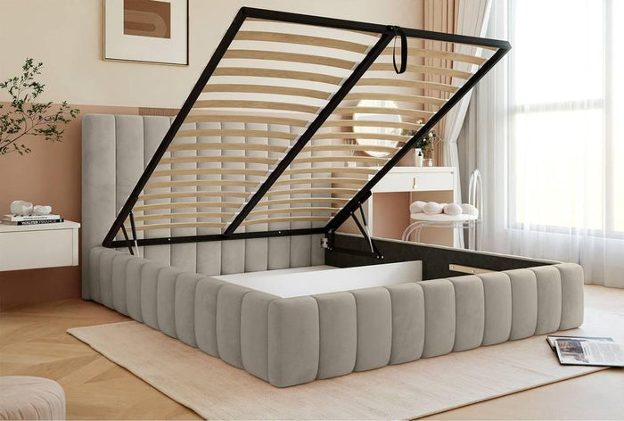 NADUVI Collection Bedframe Flores velvet 140x200 met opbergvak