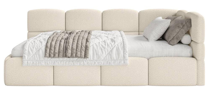 NADUVI Collection Jeugdbed Chloe rechts bouclé 90x200 met opbergruimte