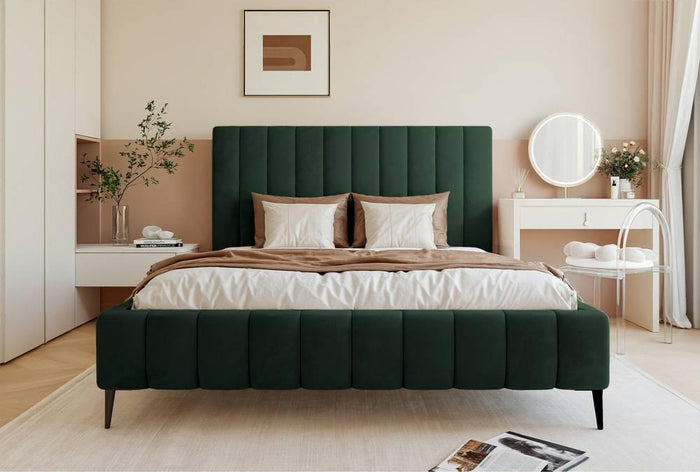 NADUVI Collection Bedframe Flores velvet 160x200 met opbergvak