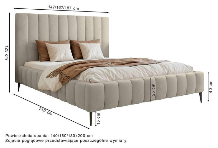 NADUVI Collection Bedframe Flores velvet 180x200 met opbergvak