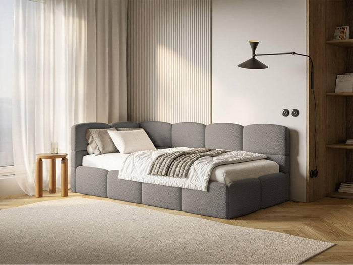 NADUVI Collection Jeugdbed Chloe links bouclé 90x200 met opbergruimte