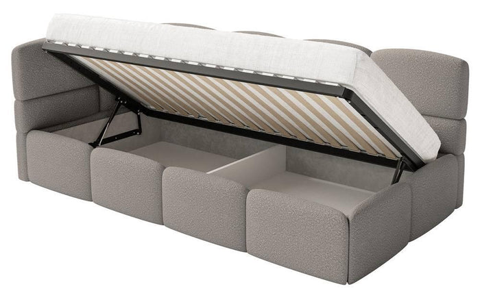 NADUVI Collection Jeugdbed Chloe links bouclé 90x200 met opbergruimte