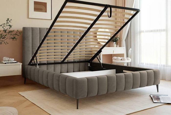 NADUVI Collection Bedframe Flores velvet 140x200 met opbergvak