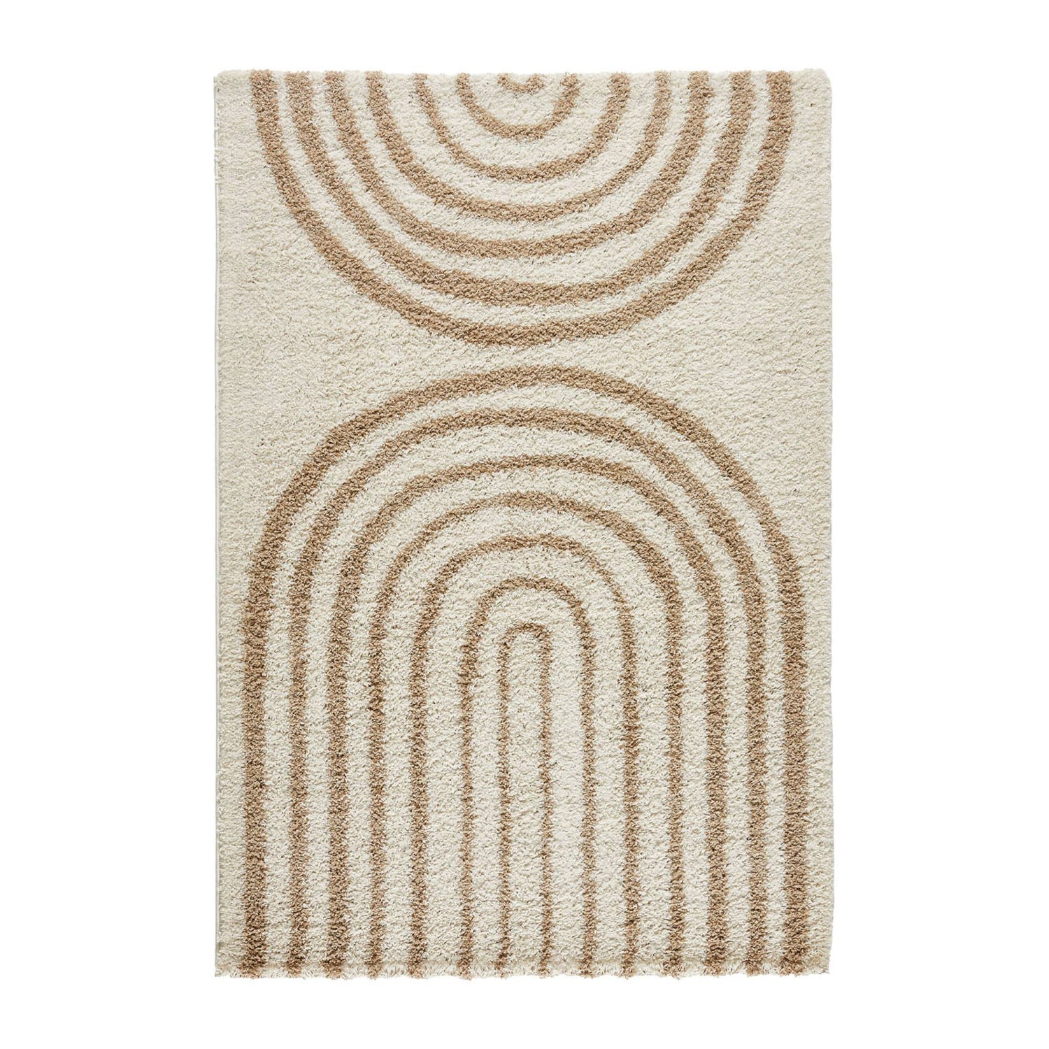 sweeek - Interieurtapijt, geometrisch regenboog patroon, beige