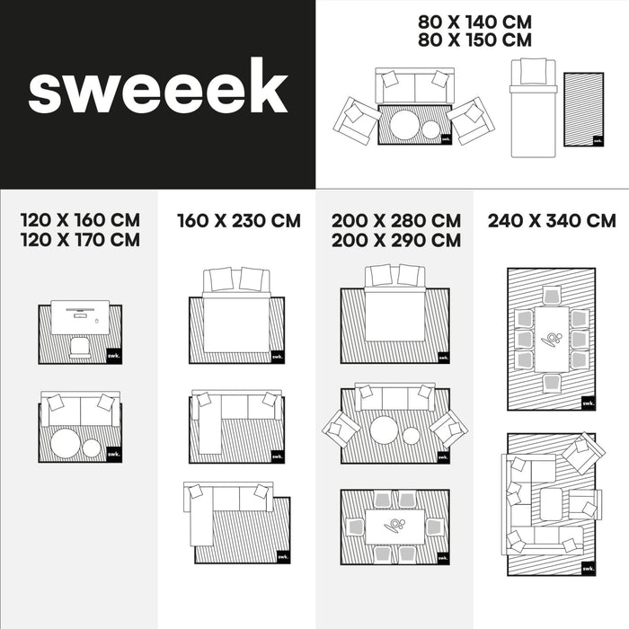 sweeek - Interieurtapijt, geometrisch regenboog patroon, beige