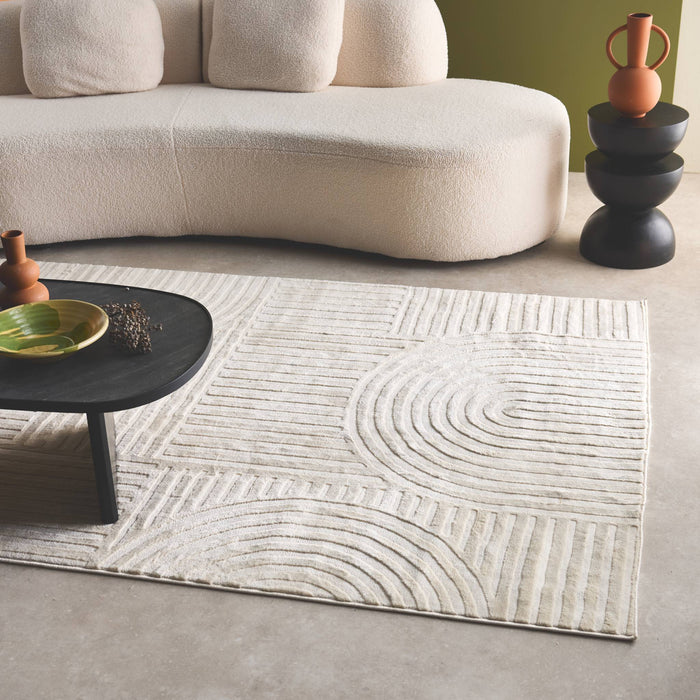 sweeek - Interieurtapijt met grafisch boogpatroon, crème