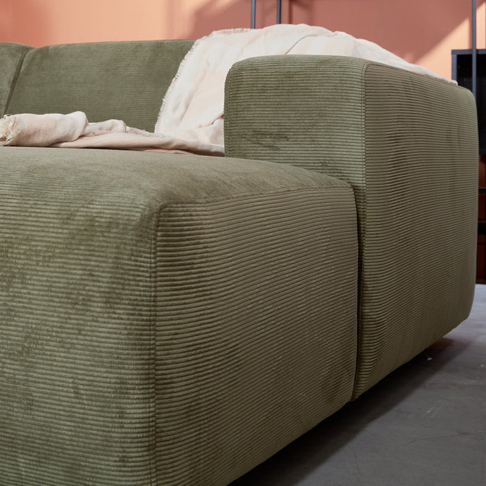 by fonQ Nova Hoekbank met Chaise Longue Rechts - Rib - Groen