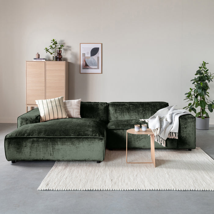 by fonQ Chunky Hoekbank met Chaise Longue Links - Moss - Rib