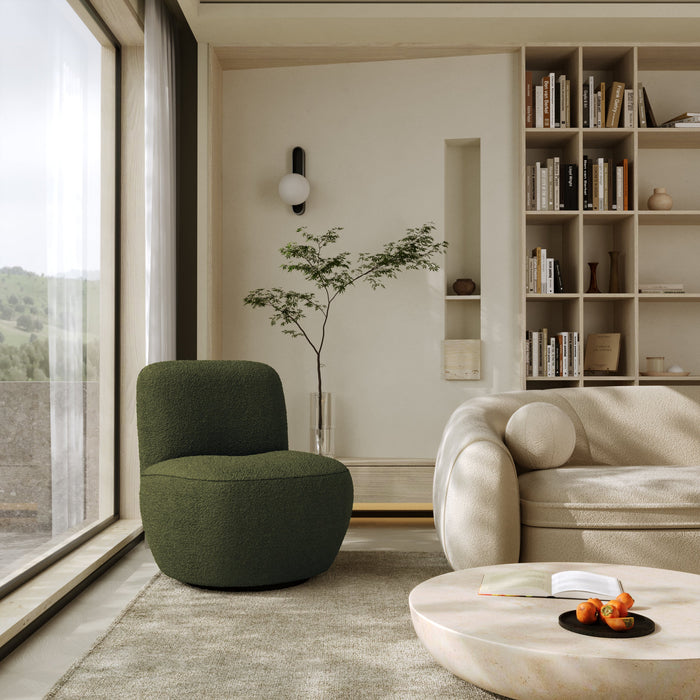 Draaifauteuil in kaki badstof