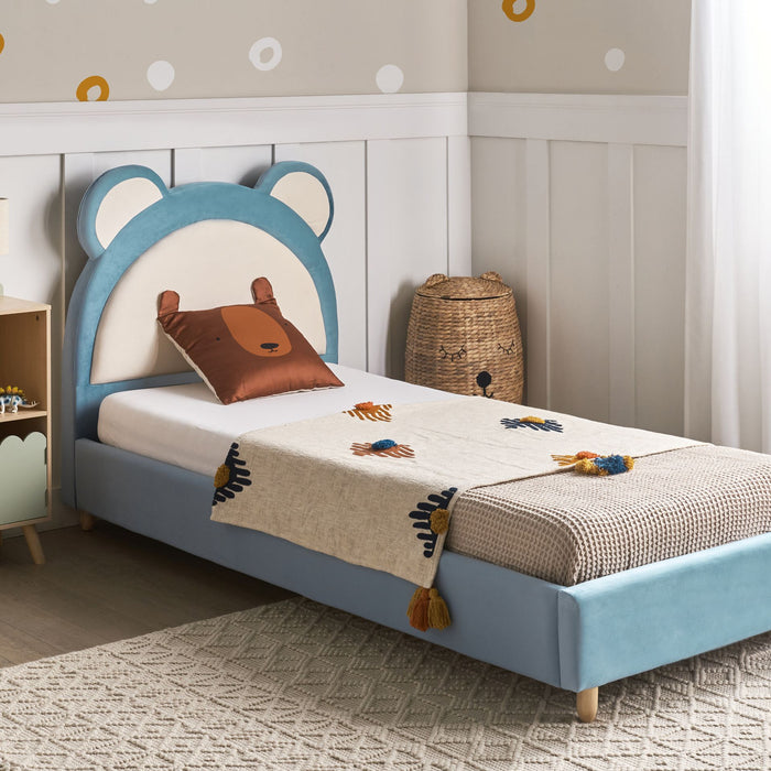 Beliani - MAILLES - Eenpersoonsbed - Blauw - 90 x 200 cm - Fluweel