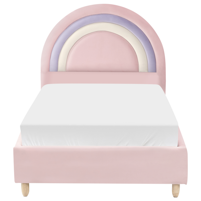 Beliani - LANDEILLAU - Eenpersoonsbed - Roze - 90 x 200 cm - Fluweel