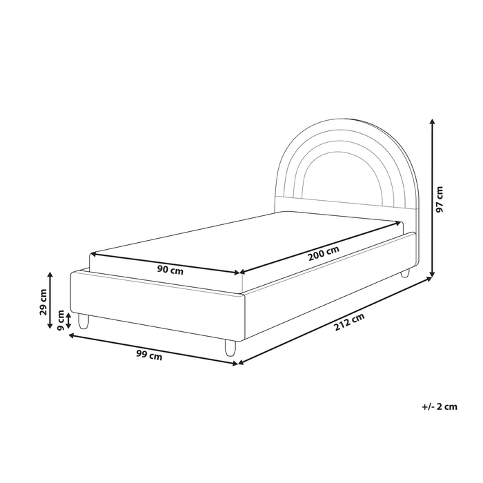 Beliani - LANDEILLAU - Eenpersoonsbed - Roze - 90 x 200 cm - Fluweel