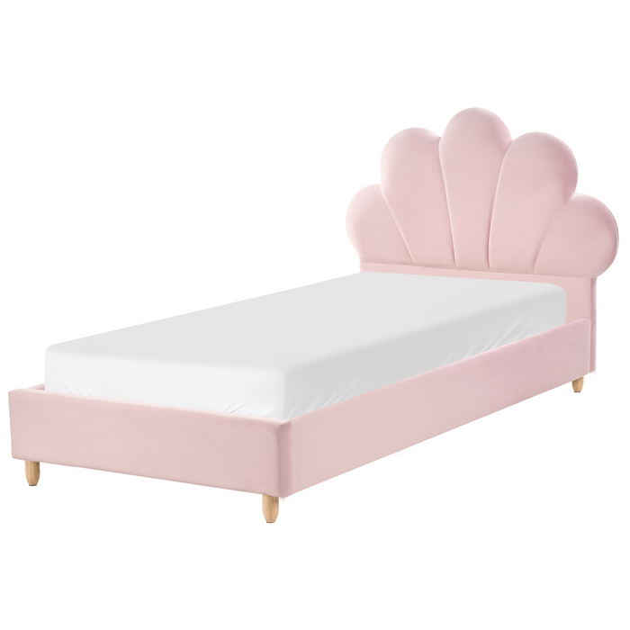 Beliani - NEULISE - Eenpersoonsbed - Roze - 90 x 200 cm - Fluweel