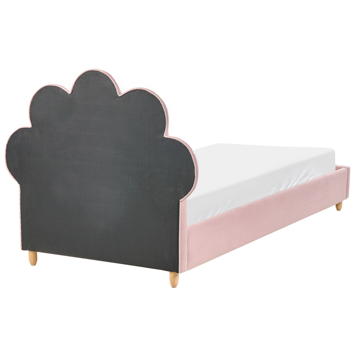 Beliani - NEULISE - Eenpersoonsbed - Roze - 90 x 200 cm - Fluweel