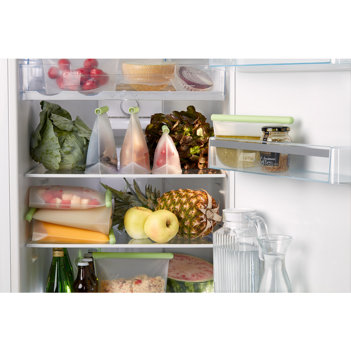 Vershoudzak Staand, set van 3, 0,5 L + 1 L + 1,5 L, Herbruikbaar - Green