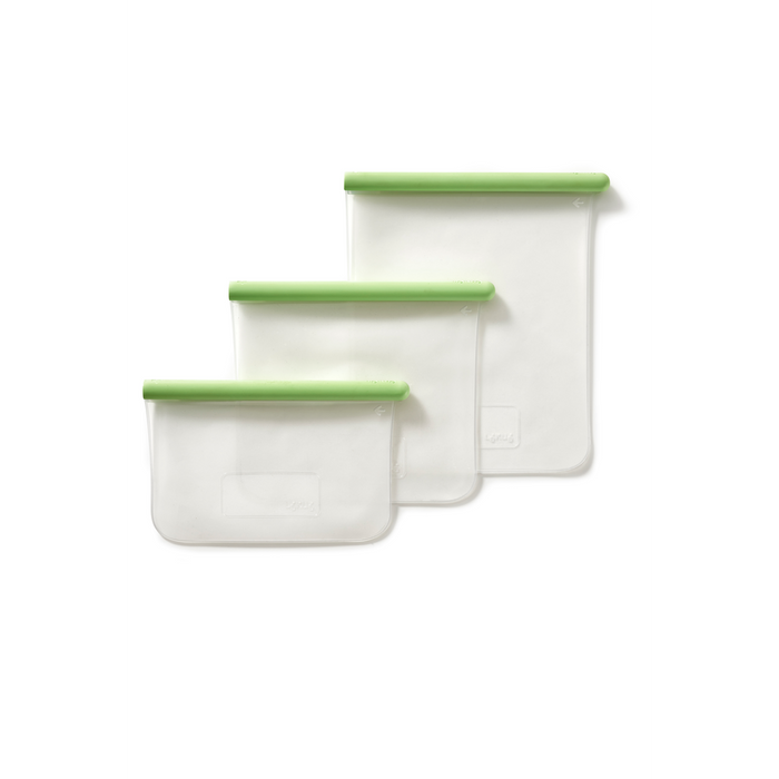 Vershoudzak Plat, set van 3, 0,5 L + 1 L + 1,5 L, Herbruikbaar - Green