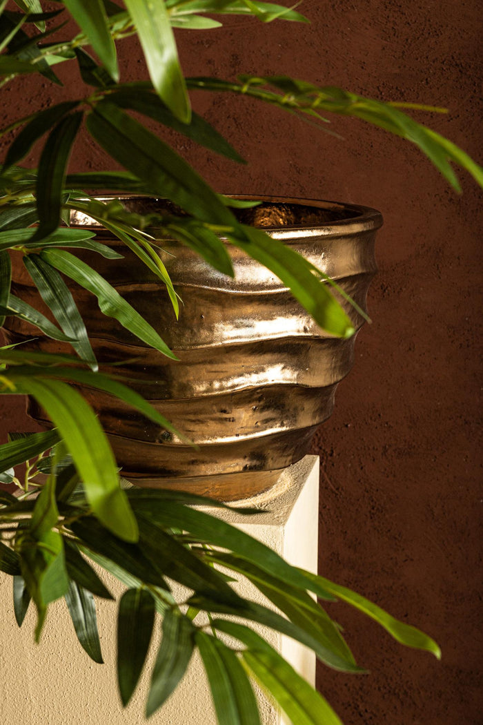 PTMD Bloempot Alyshia - 43x43x30 cm - Keramiek - Zilver - Set van 3