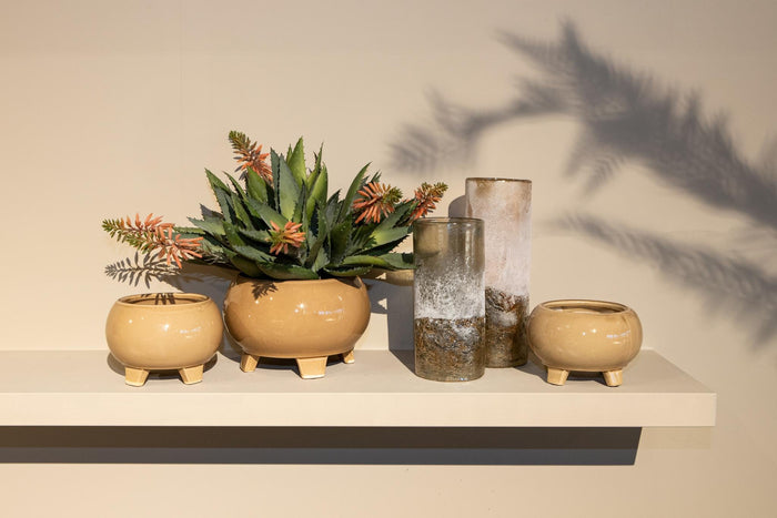 PTMD Loek Vaas - 11 x 11 x 25 cm - Glas - Grijs