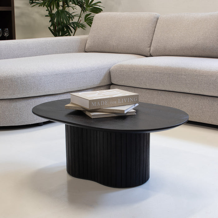 Giga Meubel - Salontafel Ovaal 90cm - Zwart Mangohout - Ava