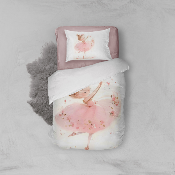 Eleganzzz Kinder Dekbedovertrek Micropercal Ballerina Girl - pink 140x220|240cm