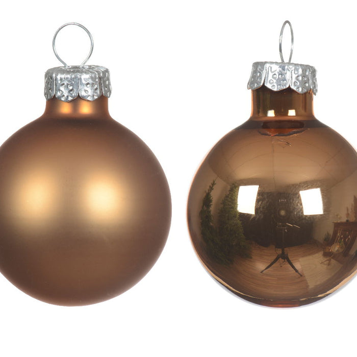 Decoris - Kerstbal glas d3.5 cm pec.bruin 16st