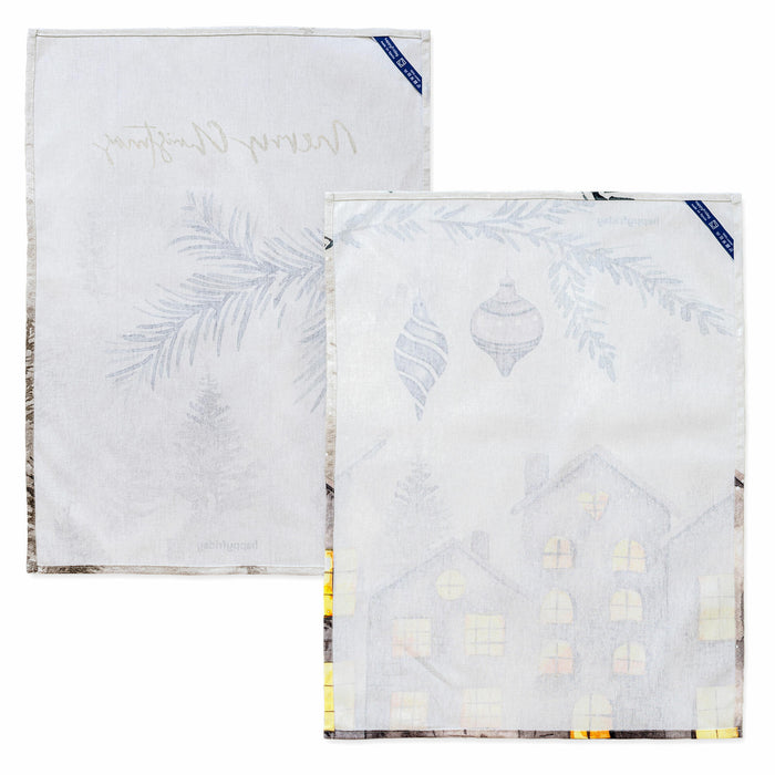 Welcoming Keukenhanddoek 2 stuks 70x50 cm Xmas, Veelkleurig, 100% katoen, de kwaliteit van 200 Gr x m2