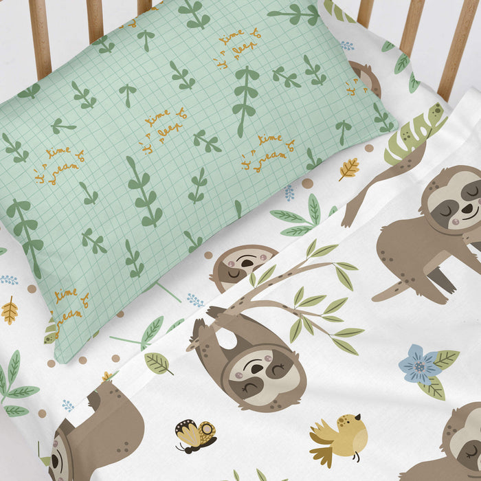 Happy sloth Hoeslaken wieg Moshi Moshi, Veelkleurig, 100% katoen, de kwaliteit van 150 hilos