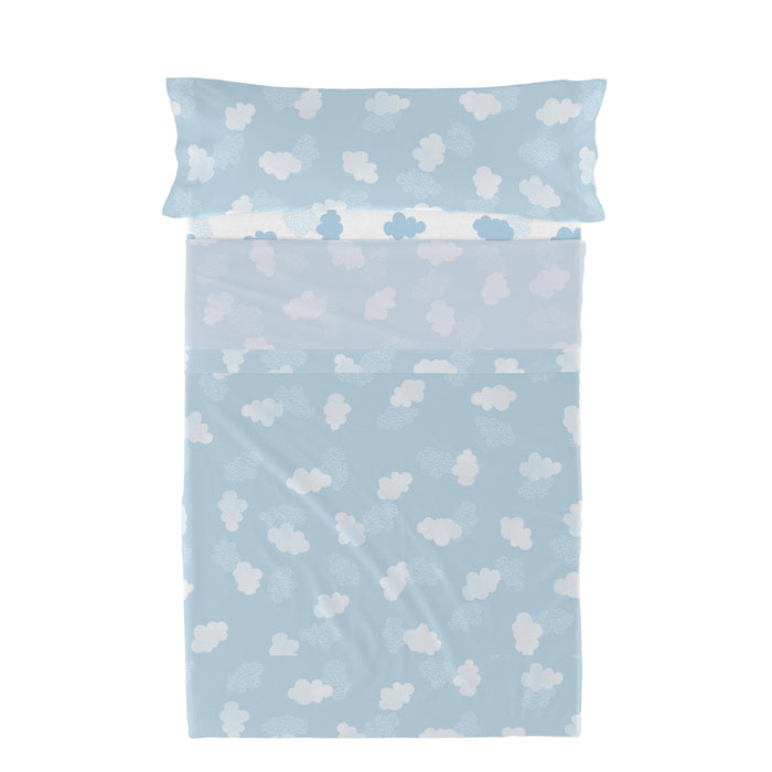Clouds Laken Set 2-delig Blauw Basic Kids, Blauw, 100% katoen, de kwaliteit van 150 TC