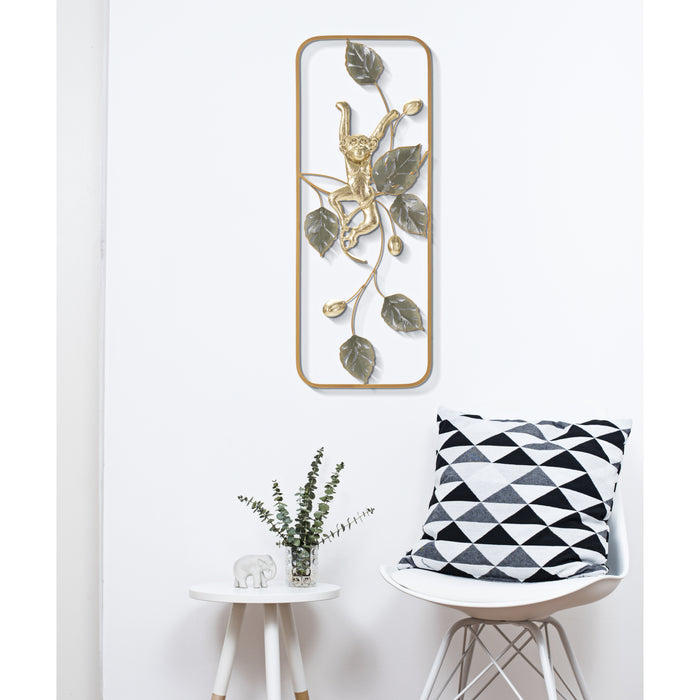 Monkey - Decoratief 3D-wandpaneel in goud metaal