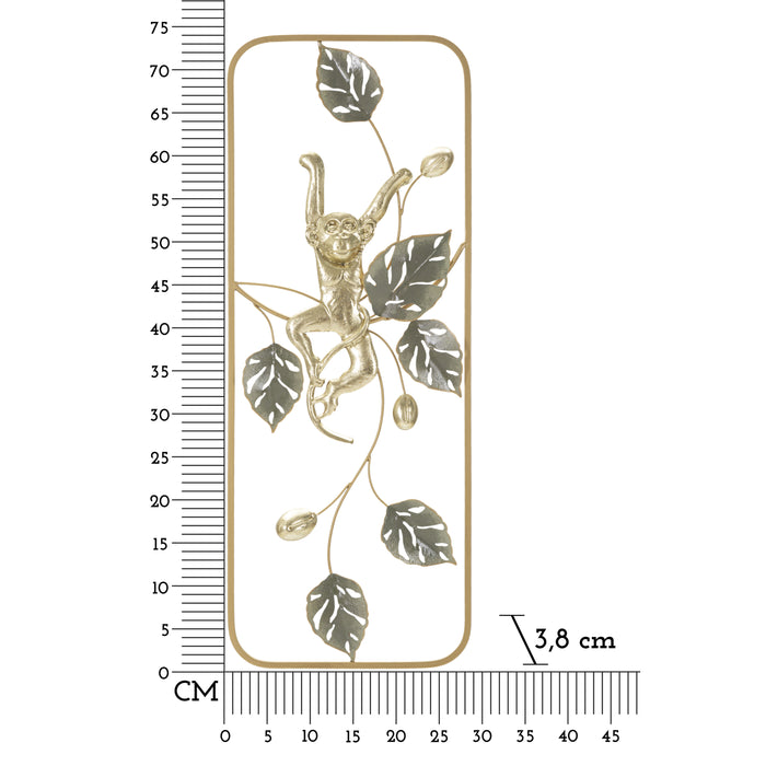Monkey - Decoratief 3D-wandpaneel in goud metaal