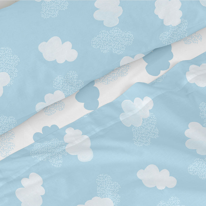 Clouds Laken Set 2-delig Blauw Basic Kids, Blauw, 100% katoen, de kwaliteit van 150 TC