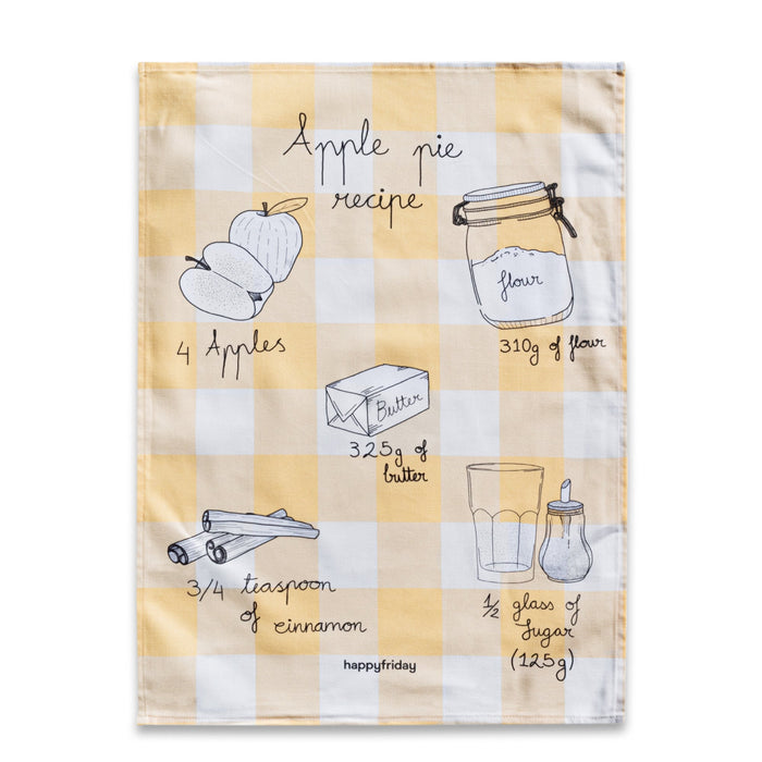 Apple pie Keukenhanddoek 2 stuks 70x50 cm Happyfriday, Veelkleurig, 100% katoen, de kwaliteit van 200 Gr x m2