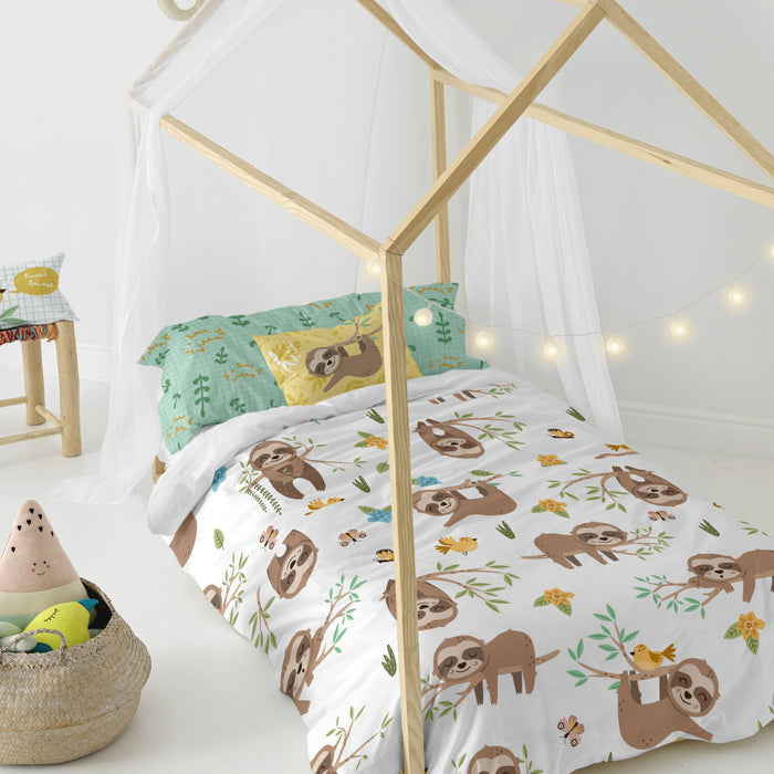Happy sloth Dekbedovertrek 2-delig Moshi Moshi, Veelkleurig, 100% katoen, de kwaliteit van 150 hilos