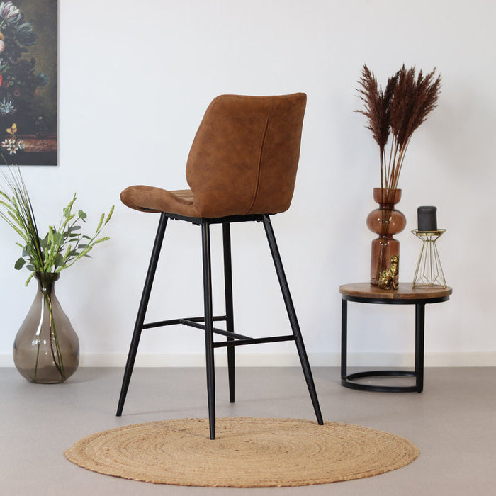 Bronx71 Industriële barkruk Morris cognac 71 cm - Barkrukken set van 4