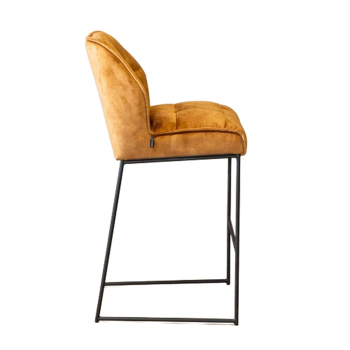 Bronx71 Velvet barkruk Janna okergeel 82 cm