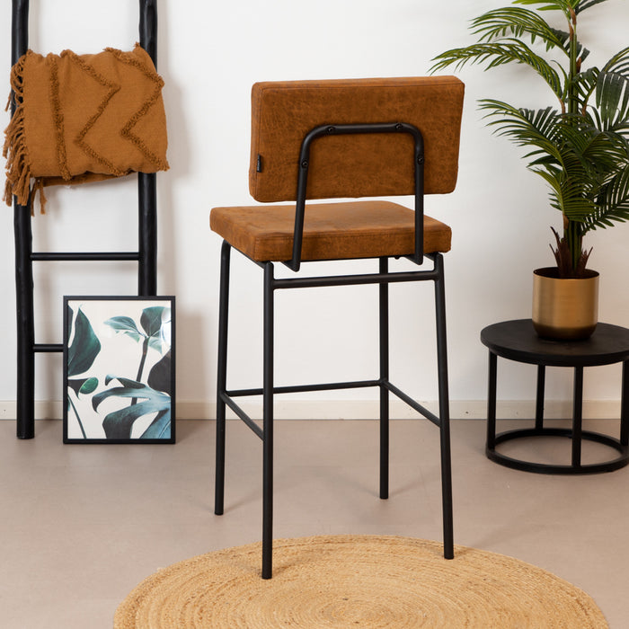 Bronx71 Industriële barkruk Espen cognac eco-leer 64-77 cm -