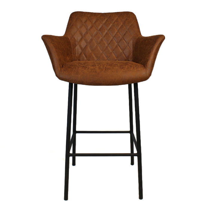 Bronx71 Industriële barstoel Club cognac eco leer 78 cm - Barkrukken
