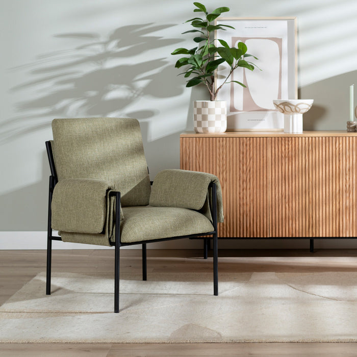 Bronx71 Fauteuil Urban linnen olijfgroen