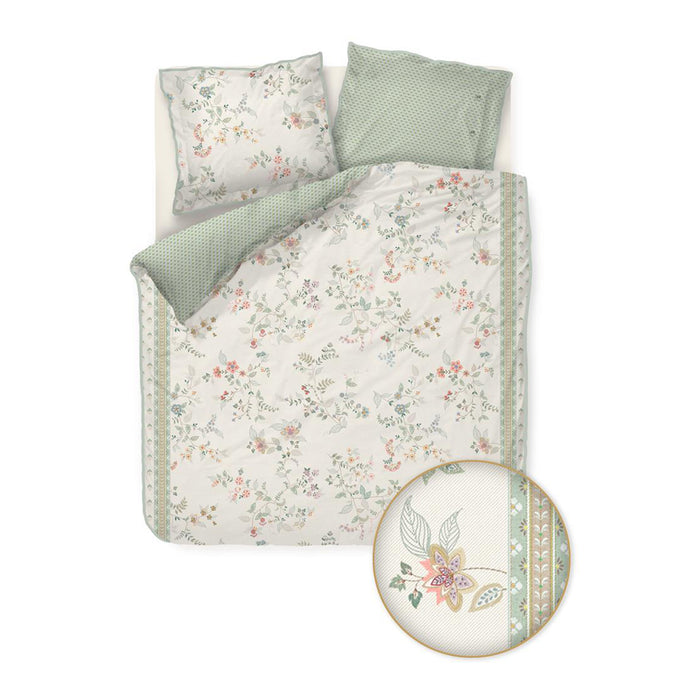 Pip Studio Kili Flower Dekbedovertrek 200 x 200/220 cm - Wit