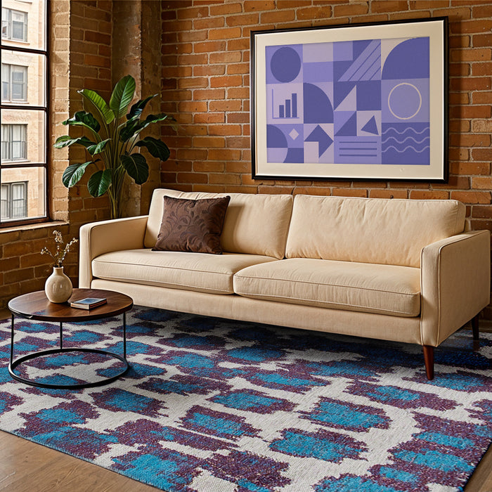 Lola & Moi Ikat Vloerkleed 240 x 340 cm - Blue Duck